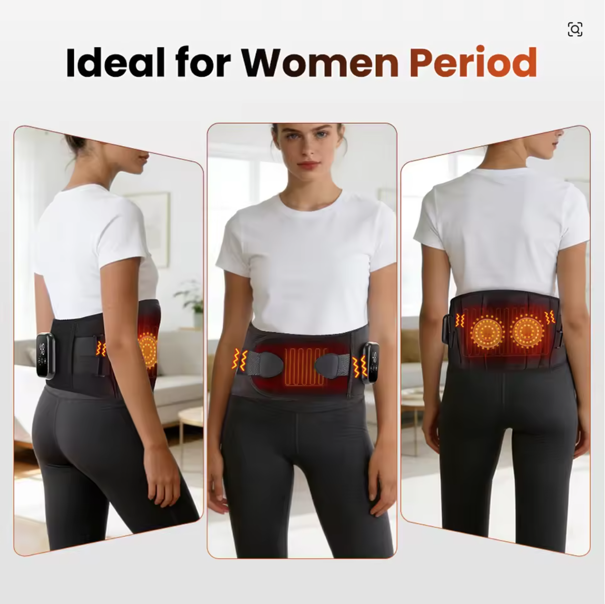Cordless Heated Kneading Massage Belt for Belly, Waist, Back & Legs